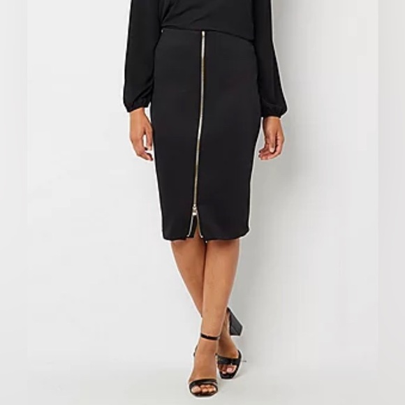 BOLD elements Dresses & Skirts - Bold Elements Black Midi Pencil Skirt Front Zipper